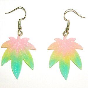 Pot Marijuana Weed Leaf Cannabis Earrings, Resin Material, Ombre, Super Cool NEW